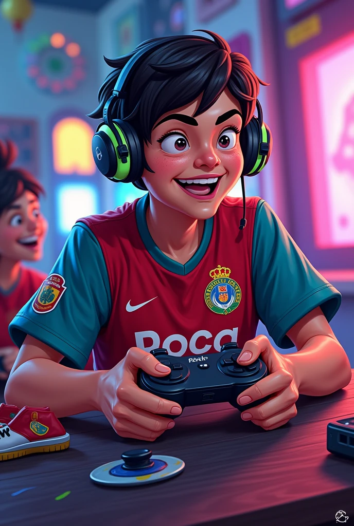 A gamer wearing an FC Porto shirt in a cartoon