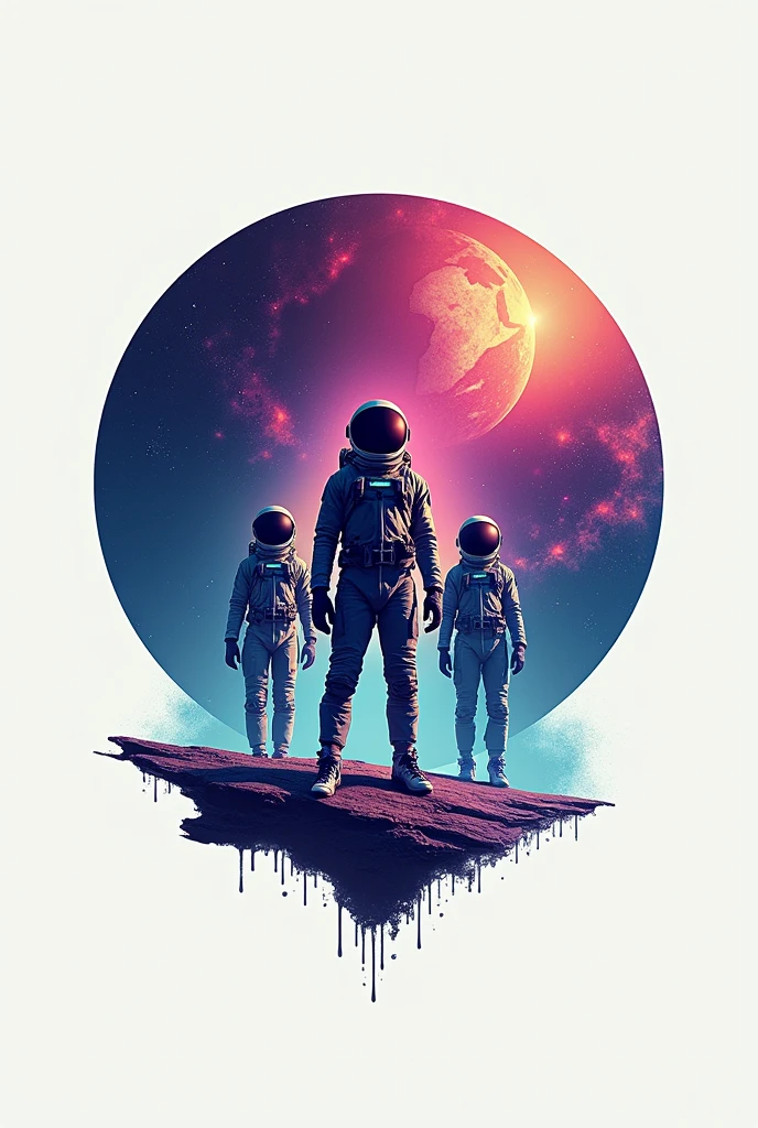 Prompts A logo that has a planet with a galaxy in the background and astronauts dressed in Nike clothing