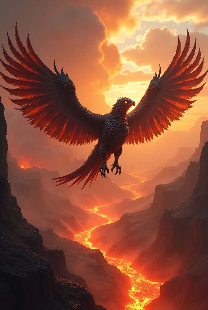 A lava hawk with bone armor and a very pointed tail.