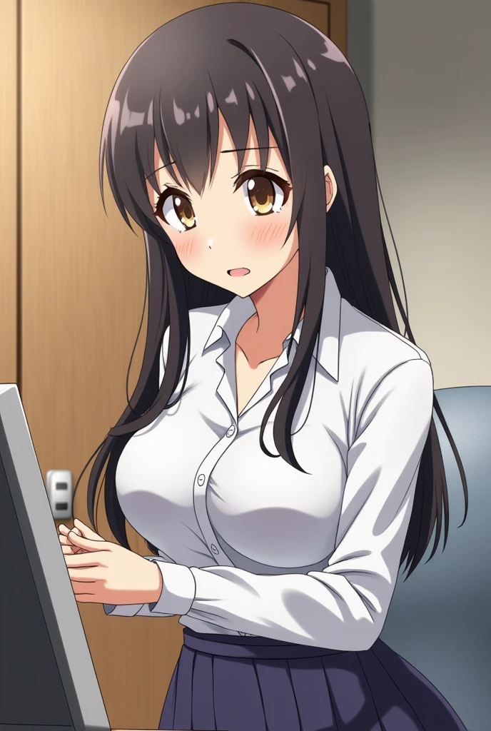 A Japanese female anime character shows her breasts to her boss at work. The boss says, “By any chance, can I suck your breasts?”?&quot; &quot;Then I&#39;ll go to a motel in the evening.?&quot; &quot;good! Let&#39;s go to a motel together and do some dirty things, And sucking my breasts too!”