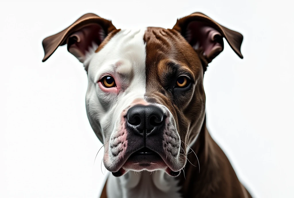 stafford bull terrier head, half photo, half fractal, epic photo, high details, white background