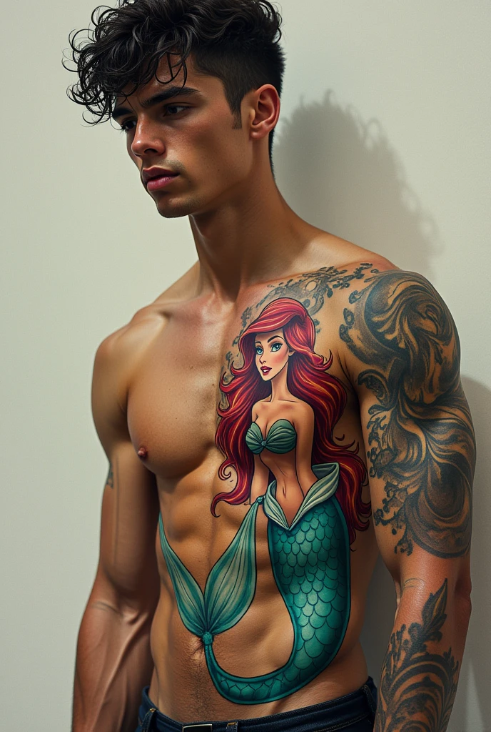A Person With Ariel Tattoo On Rib.