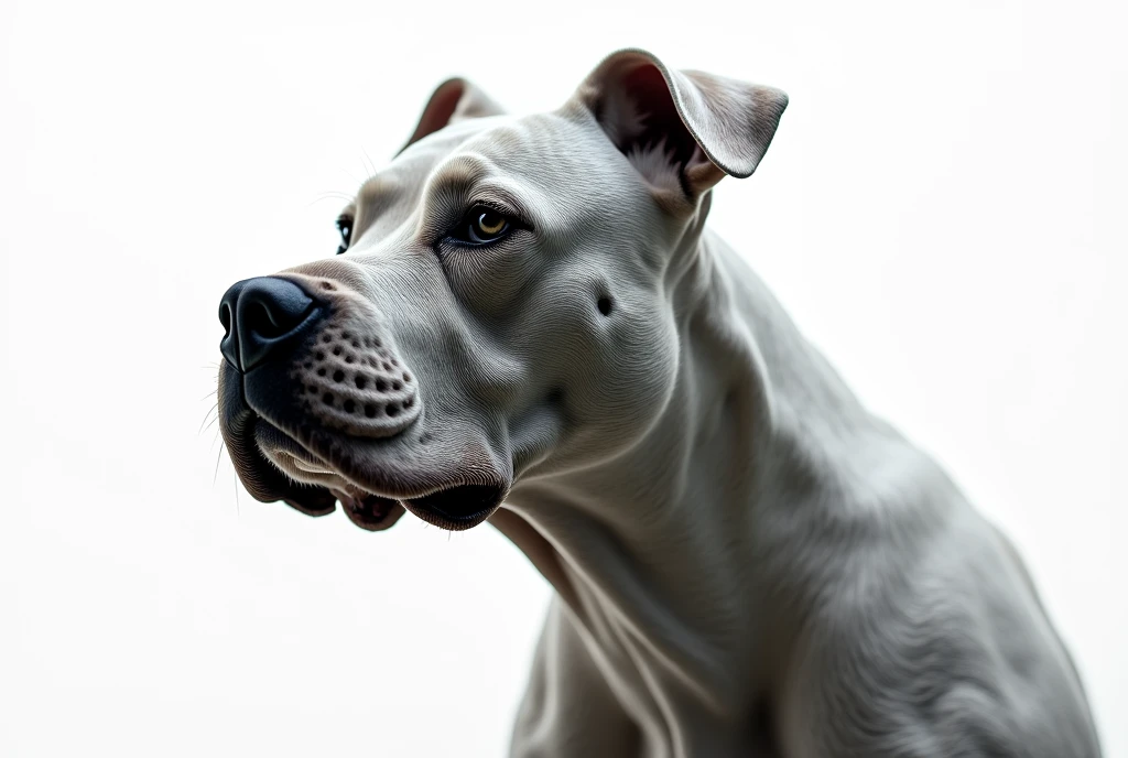 massive stafford bull terrier head, half photo, half fractal, epic photo, high details, white background