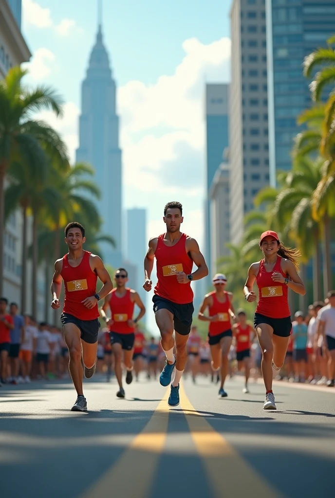 Philippines city road marathon handsome friends