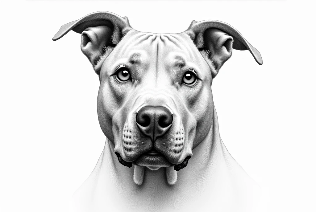 pencil drawn sketch, stafford bull terrier head, epic, heroic, high details, white background