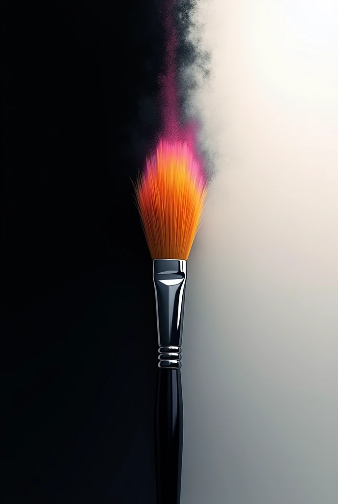 Image of a painter's brush in colored drawing, on a black background with white gradient
