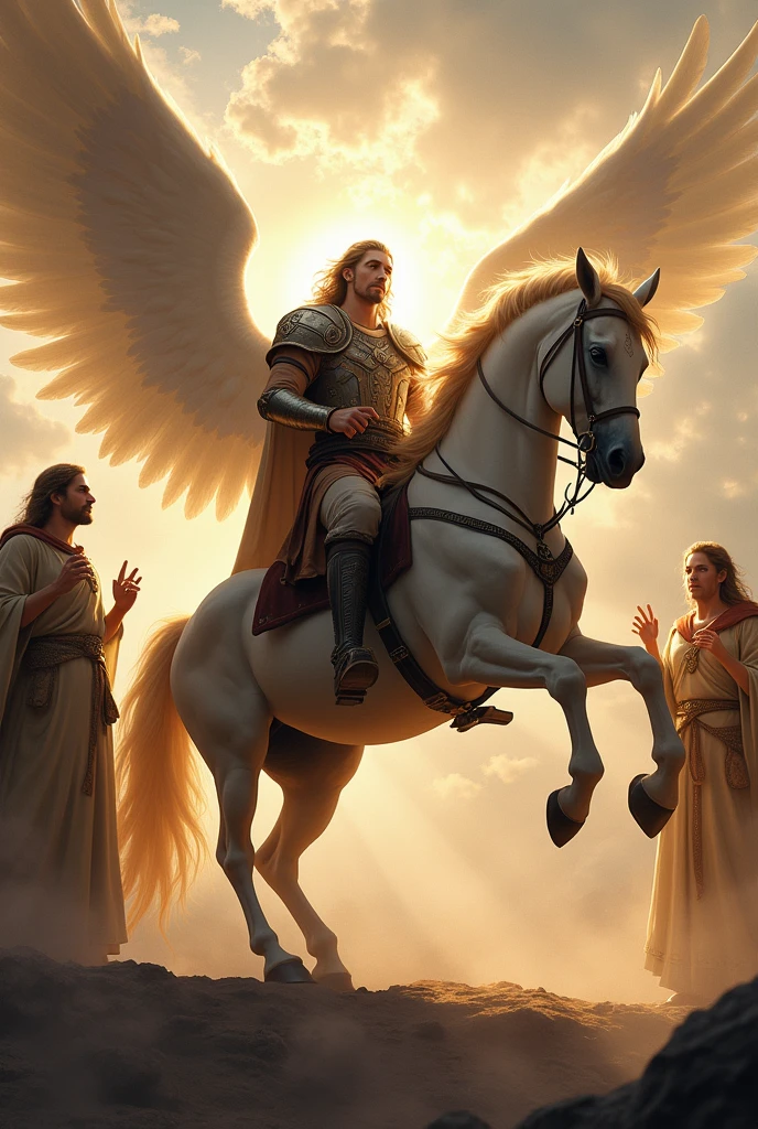 Assumindo as rédeas with a confidence that seems to ignite the air around you, Michael nods approvingly. The celestial warhorse rears up, its hooves clawing at the air, ready for your command."Thou art now equipped for the relentless strife that beckons," Gabriel's voice chimes in, serene yet stirring. "Heed not only thine own spirit but also the call of those who seek your guidance and protection."Raphael's gaze lingers on the shifting scene—a beacon of calm amidst the storm of anticipation. "With every heart thou emboldeneth, with every truth thou upholdeth, our alliance shall grow stronger." He raises his hand and from it blooms a light casting protective sigils around you—an armor unseen but felt profoundly within your soul.Mounted upon this divine beast of warfare, intertwined in purpose with these archangels before you, there is little space left for doubt or fear. You are anointed by power resonant with ancient promises and contemporary valor.