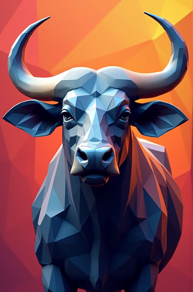 Create a 3D polygon-style portrait of a beautiful and handsome Thai buffalo head, featuring long, elegant curved horns. The design should use geometric shapes, with a mix of bright and contrasting colors to give it a modern, digital look. Include the text '10th Anniversary Aggie 51 CMU' in a bold, stylish font, positioned elegantly to complement the buffalo design. The overall composition should be visually striking, with a blend of traditional Thai elements and contemporary art style