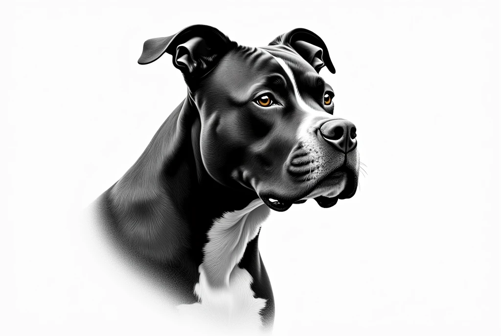 pencil sketch, stafford bull terrier head, epic, heroic, white background, hand painted,
