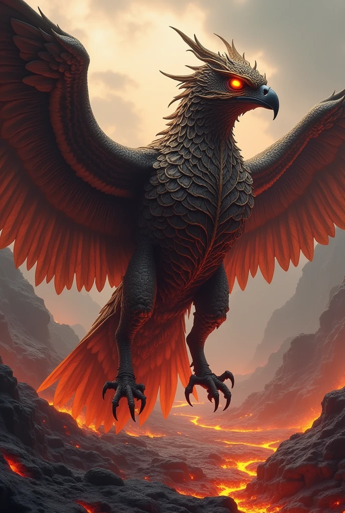 A lava hawk that has a bone armor has a very sharp tail is like a pointed sword species that does not exist tender