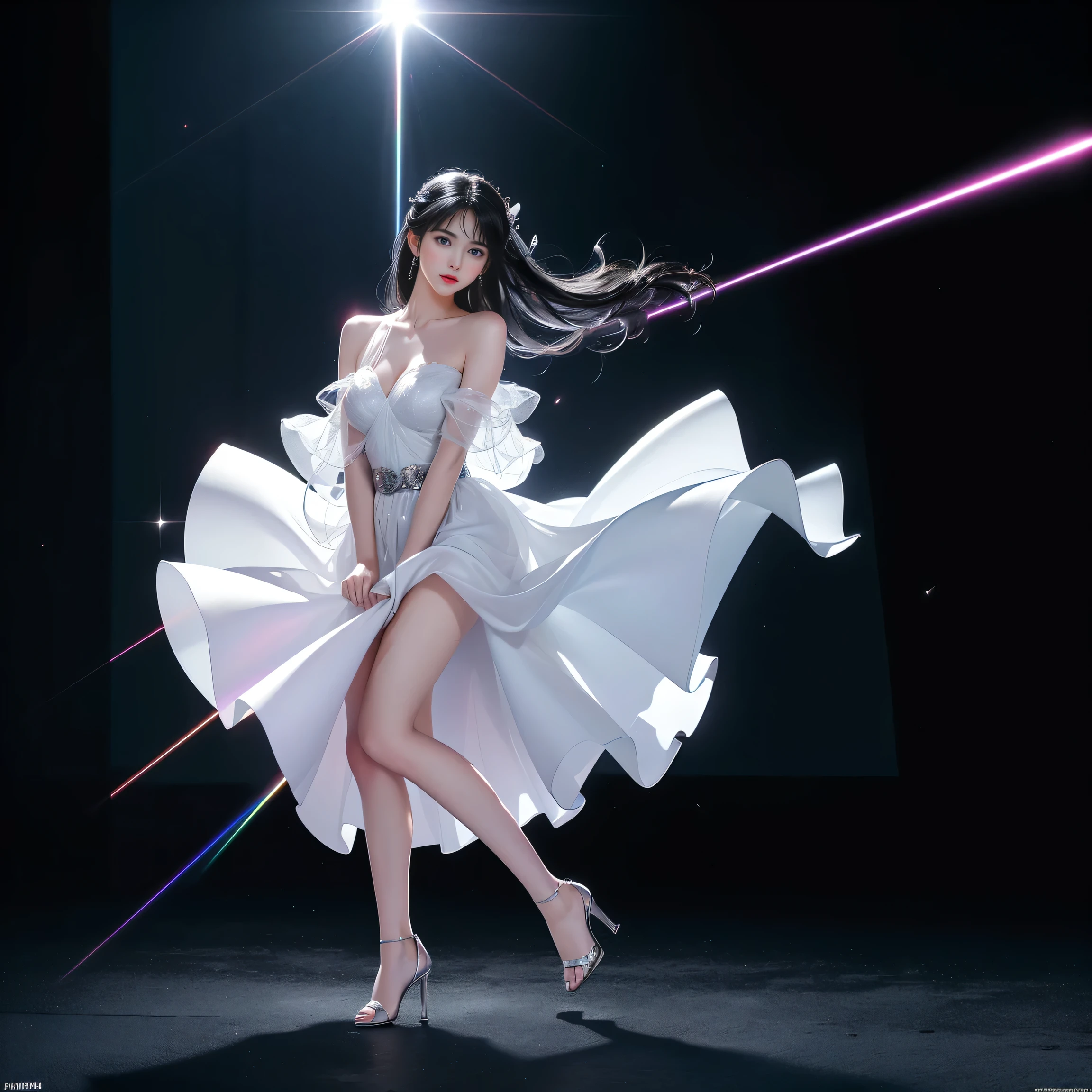 A crystal figure of a full-body woman, inside there is light and life --auto --style realistic-upscale