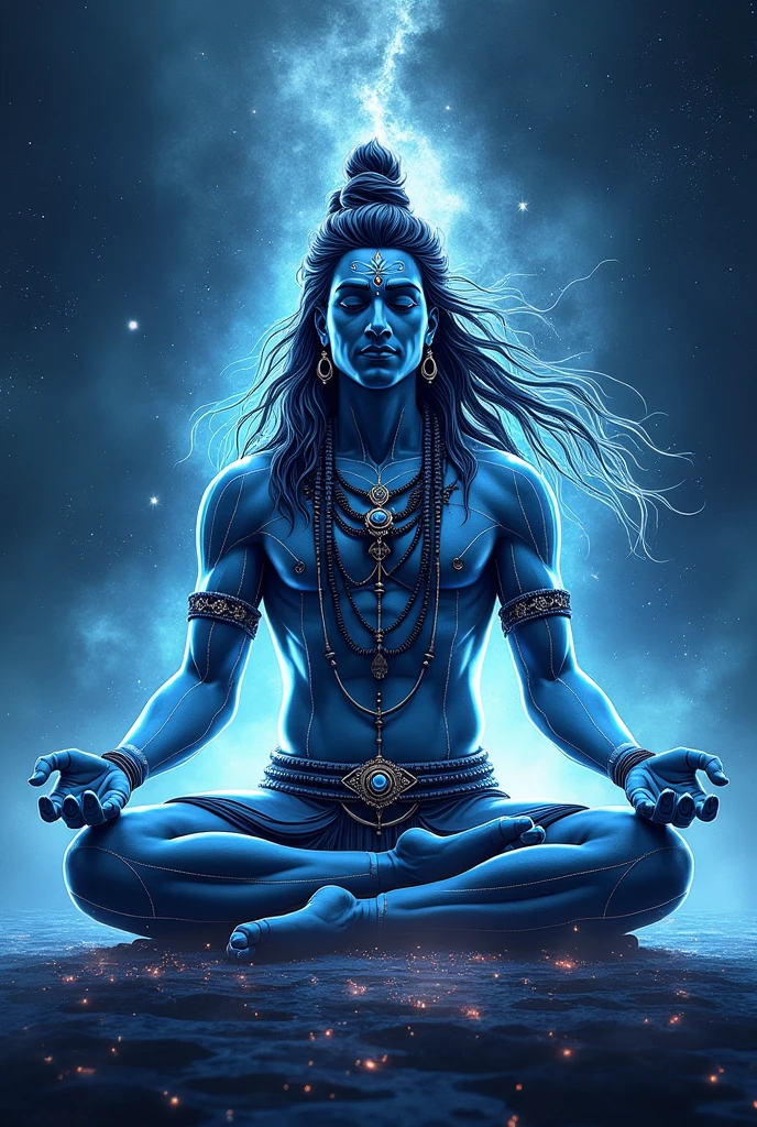 Lord Shiva full hd in a cosmic vibe but the image should be in lines like boundaries of lord Shiva's body