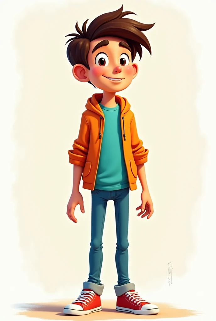 Six teen years old cartoon boy full body head to leg some other poses with his hand also cool and smart face in front