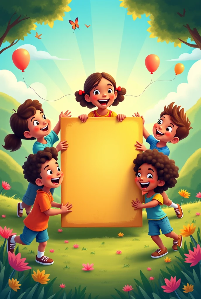Create an image for background for poster for VBS 
ren's are going or  holding a poster 