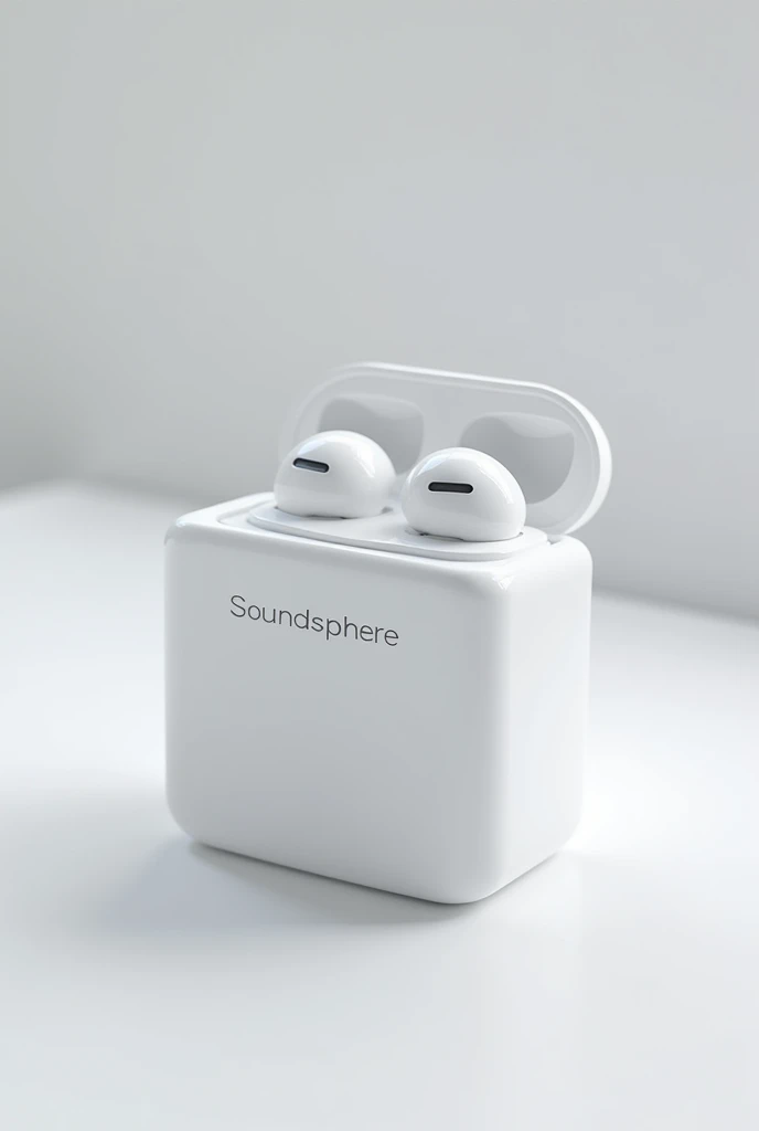 please create an image for my earbud 3D with my brand name “soundsphere” with a white square case