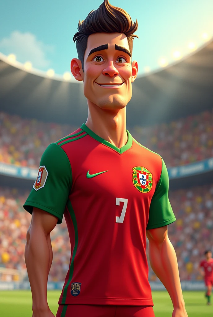 A character wearing the Portuguese national team jersey in a cartoon