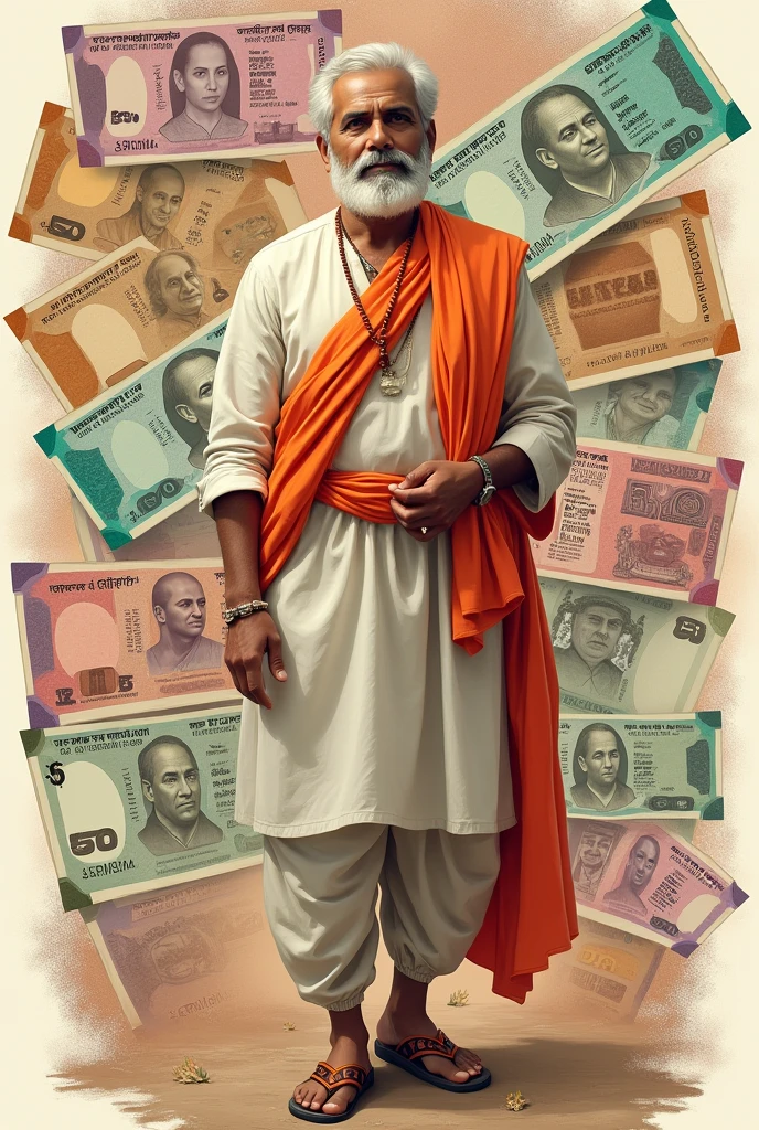 Indian currency with man
