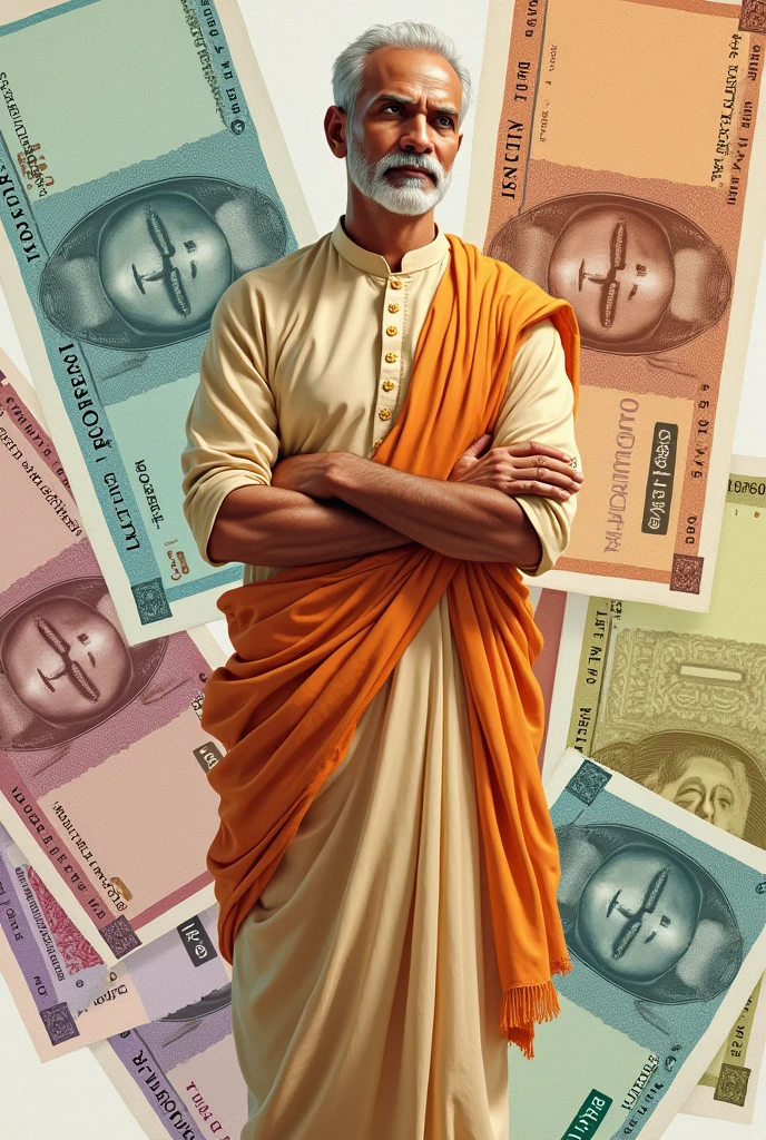Indian currency with man