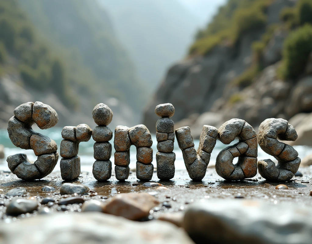 Srinivas name font by using stones looking beautiful