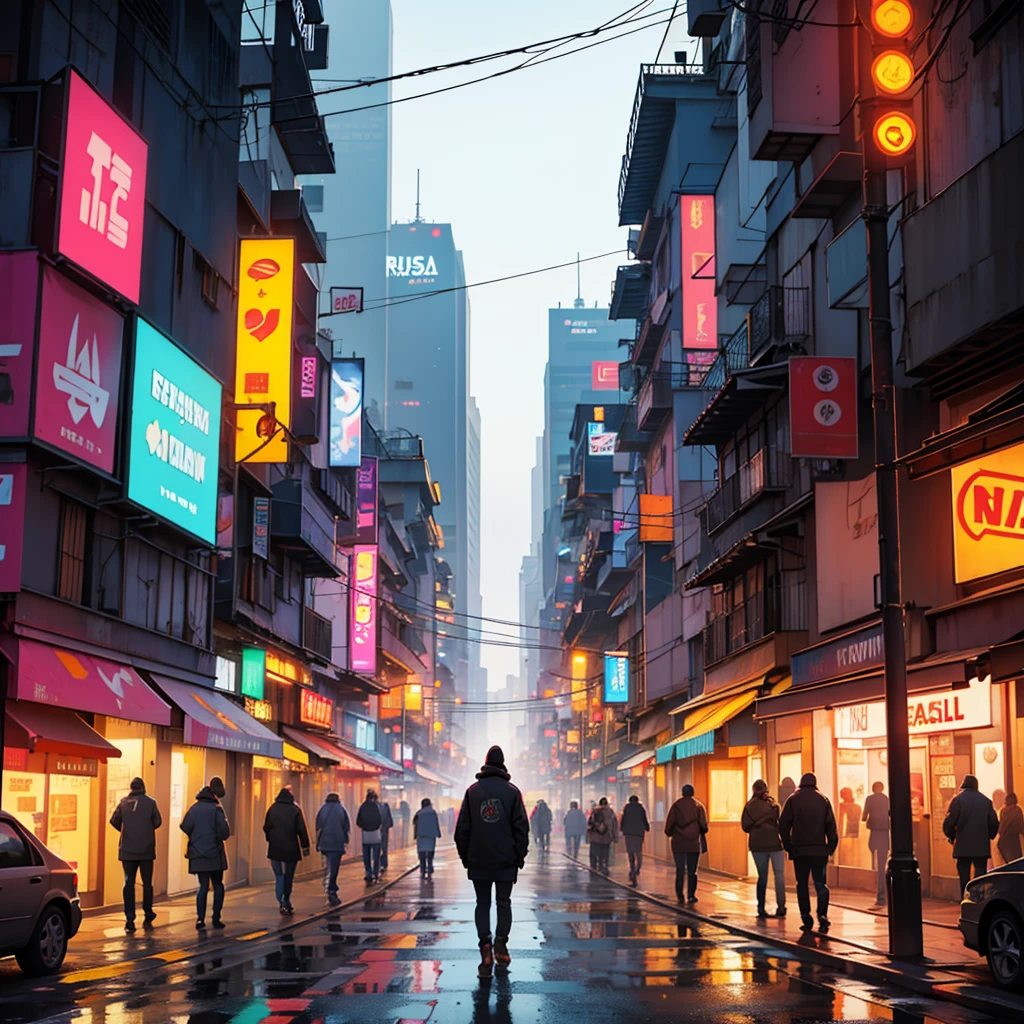 

**Create a cover image for a trap gospel song titled "Ruas de SP" by the artist "Lacezin." The design should feature an urban, gritty aesthetic reflecting the streets of São Paulo (SP) with a modern, vibrant style. Include elements like cityscape backgrounds, street art, and neon lights to capture the essence of a bustling metropolis. Integrate gospel themes subtly, perhaps with religious symbols or motifs that complement the urban environment. Ensure 