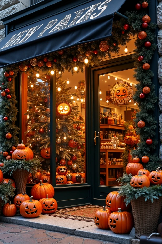 Store decoration that combines Christmas and Halloween