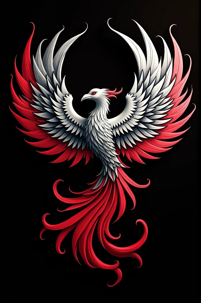 Phoenix interclass shirt with phoenix wings, shirt with black background and red details 