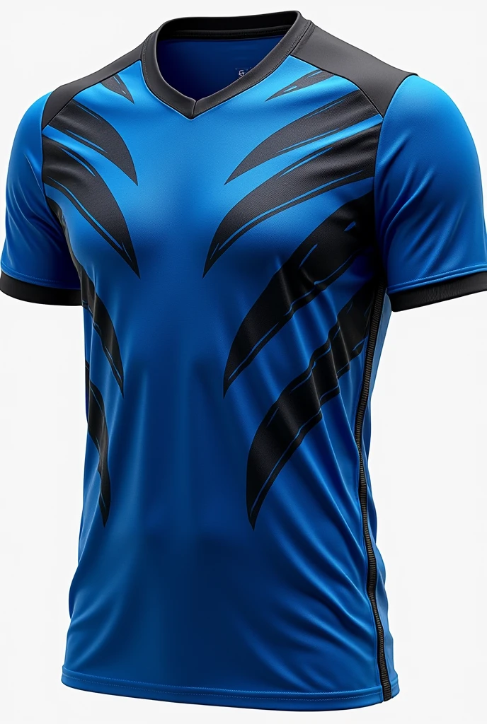 Blue soccer jersey with black rays