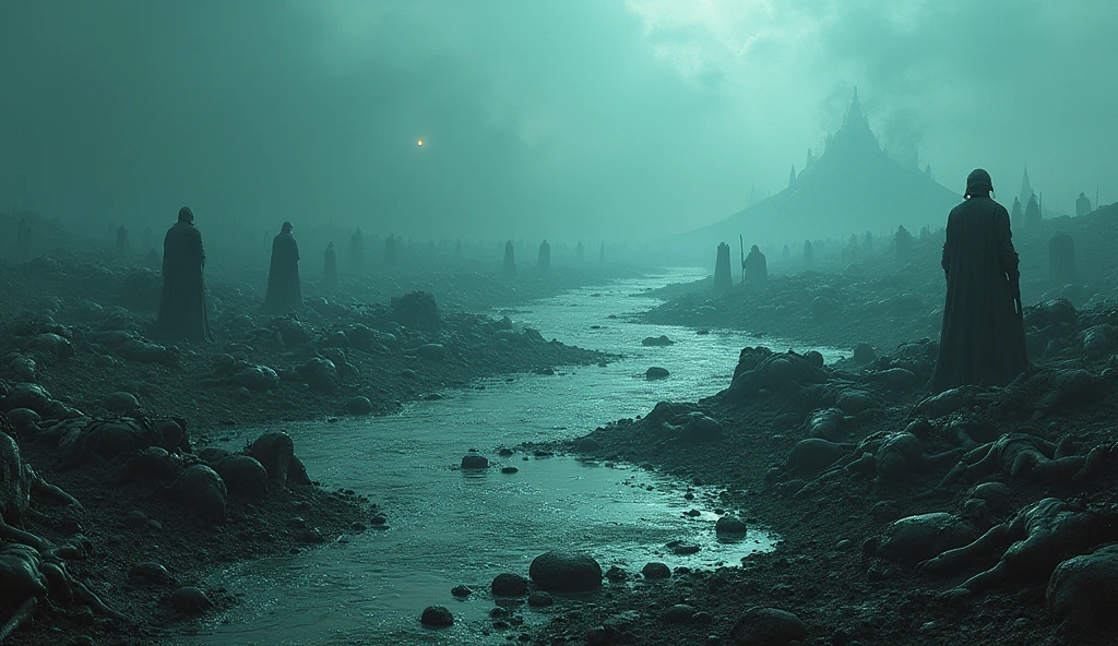 The corpses of hundreds of thousands of warriors beside the sea of saliva