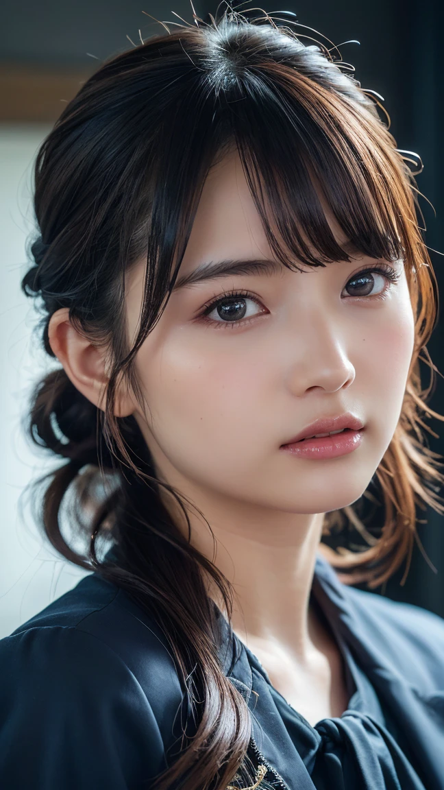 (1 Girl), Updo hairstyle, Extremely cute face, Great face and eyes, (Extremely detailed eyes, Extremely detailed face), Fresh, Very beautiful appearance, (Super photo, High resolution), (Best Quality:1.4), (Hyper Quality), Real skin texture, Raw photo, (Realism, Photorealistic:1.37), Extremely detailed, Professional photography, Random S See-Through Costume,Random Color,Random Hair