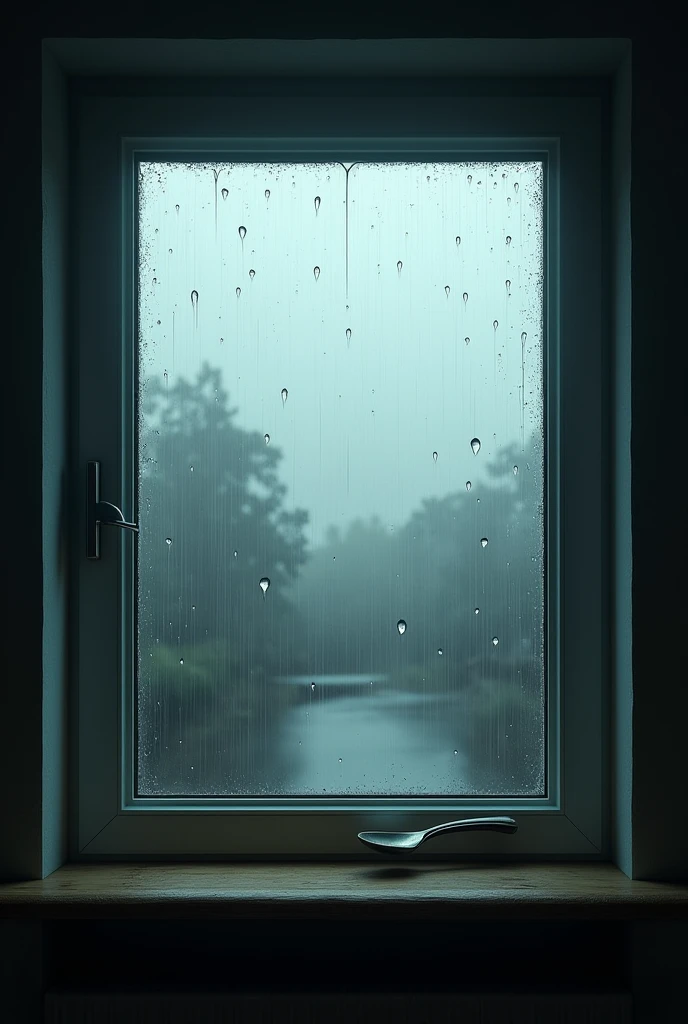 picture of window with rain outside