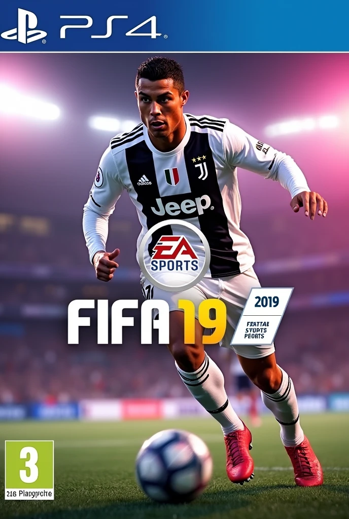 Couverture de jeu de football avec logo écrit FIFA 19 cristiano ronaldo qui court avec le maillot de juventus 2019

INFO
