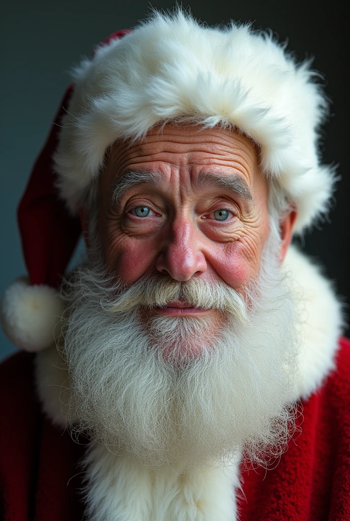 Hyperrealistic photo of Santa Claus, Perfect face details, The beard, facial wrinkles