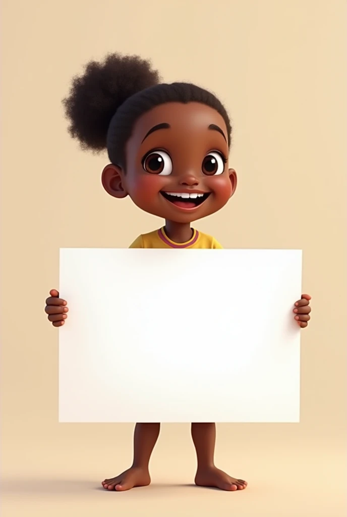 A black little child
holding and giving a white large paper with joy on his face
I want the paper to shown clearly