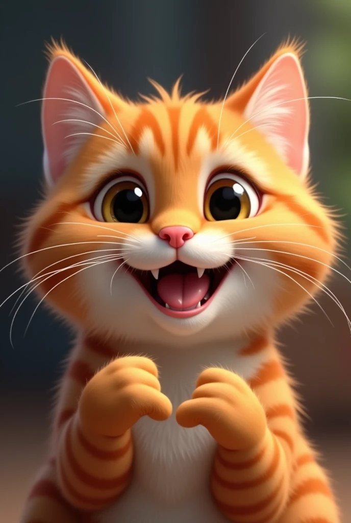 Orange cat head only smile, finger heart