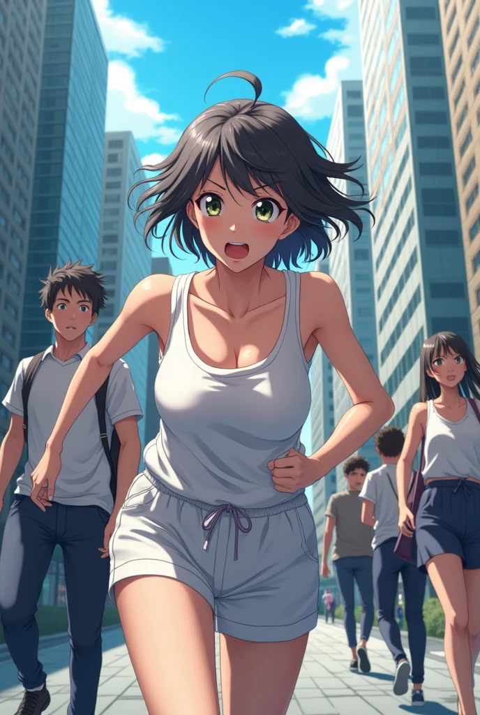 I was going to be late for a job interview with a Japanese female anime character, so I went wearing only a jumper.