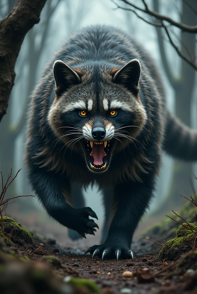 Very dangerous cat like a racot