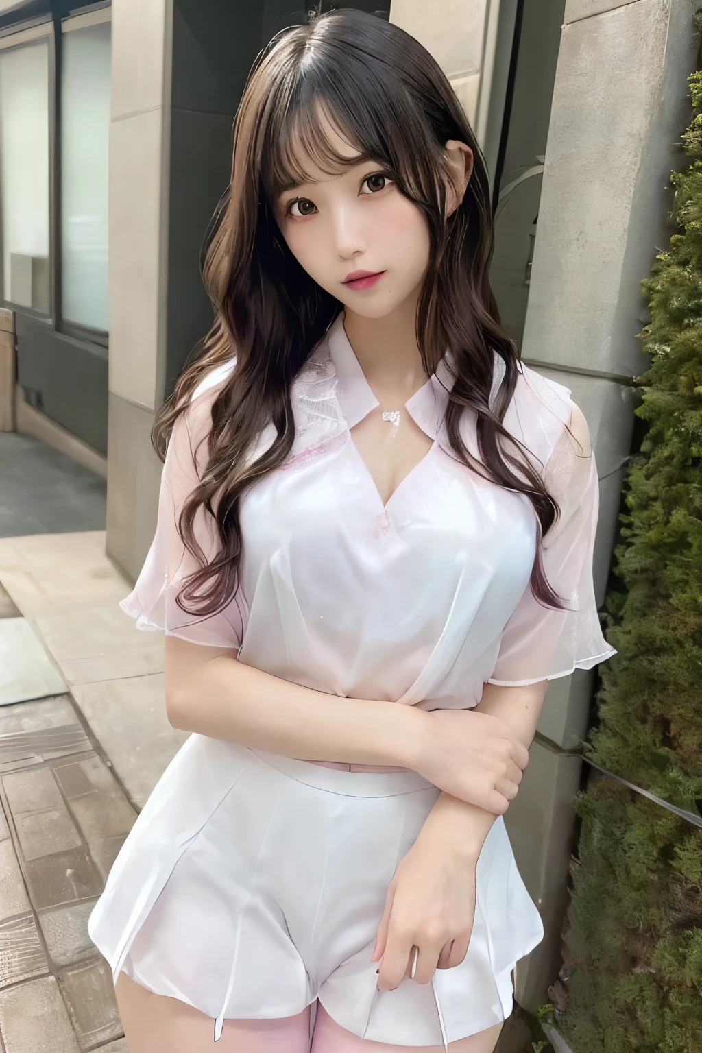 (high school uniform, pleats skirt: 1.2), ((of the highest quality, 8K, masutepiece: 1.3, Raw photo)), Sharp Focus: 1.2, (1 AESPA Girl :1.1), SOLO, (Realistic, Photorealistic: 1.37), (Face Focus: 1.1), Cute face, hyperdetailed face, short messy hair, showing Small breasts, flat chest, (open-air bath at night in a hot spring in Japan: 1.2), (blush: 1.2), (girl is Lying on the hot water: 1.3), moon light, Thigh, (spread legs: 1.1),