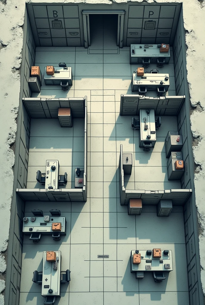 2D map of a secret base resembling an office