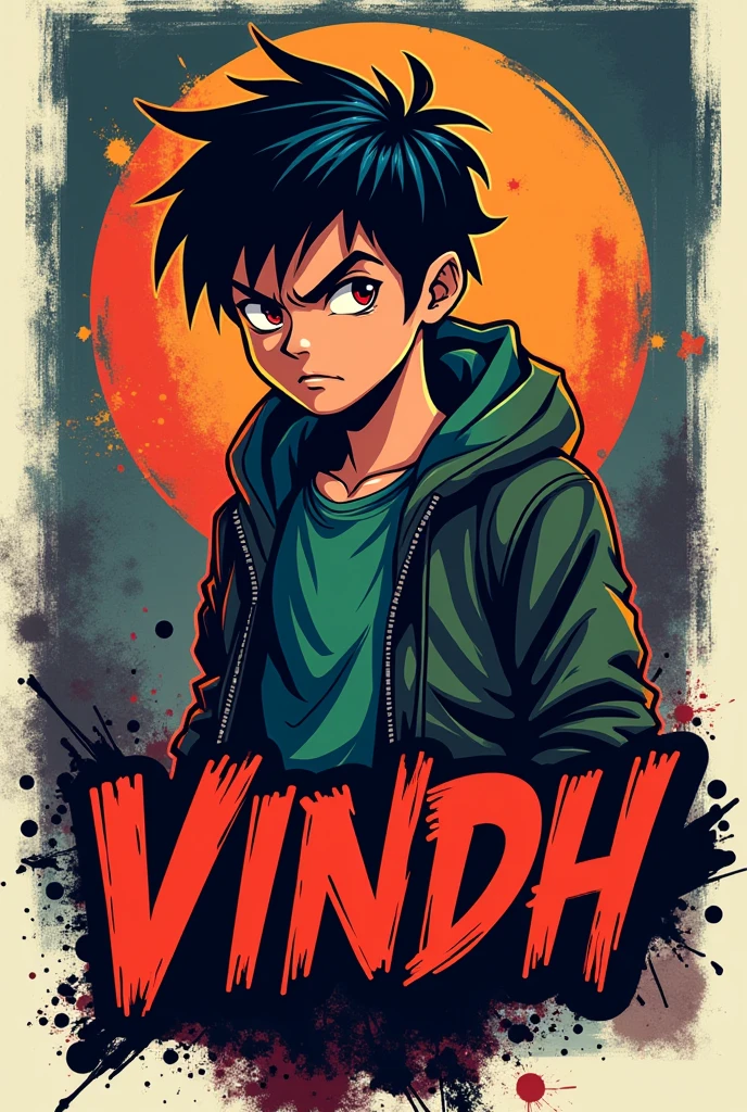 Make the logo with attitude boy (name-vindh)