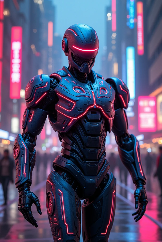 Neon colour robocop of india  masterpics realistic cyberpunk 