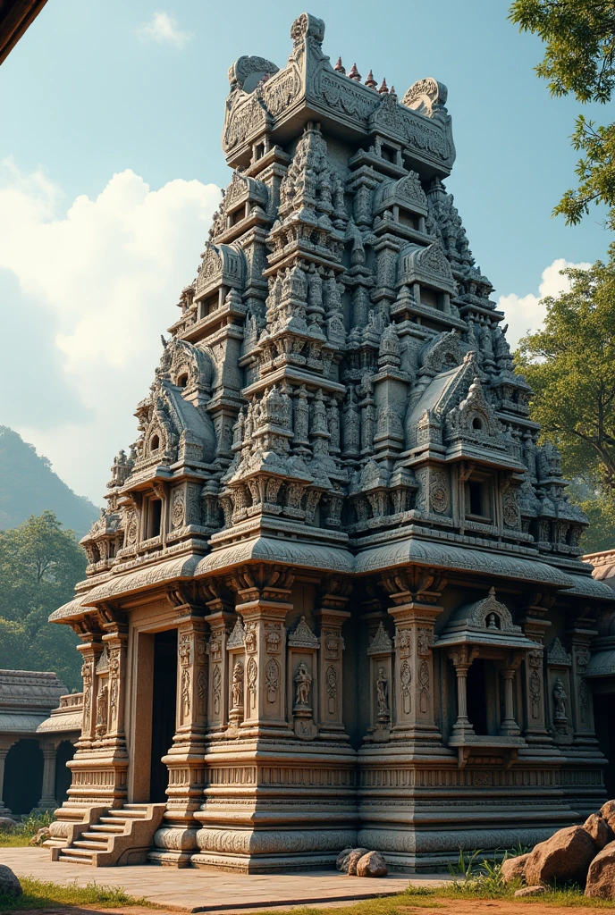 Artistic Detailing: The temple features elaborate carvings of Hindu deities, mythological scenes, and intricate decorations, reflecting Dravidian architectural style and spiritual devotion.