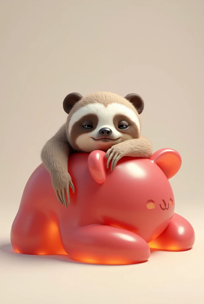 Sloth of the corridos lying on top of a panda gummy