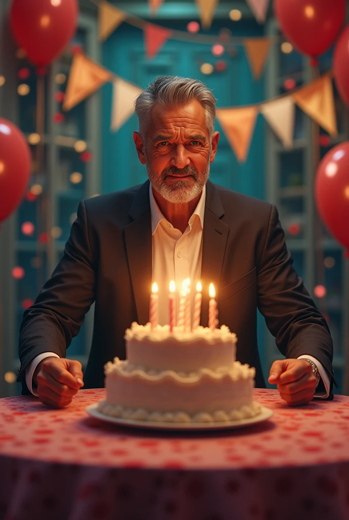 A man who is celebrating his but his mind is full of fear