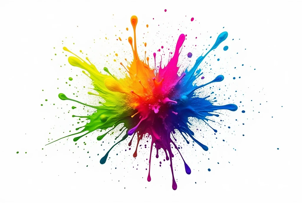 neon color splash on white background
