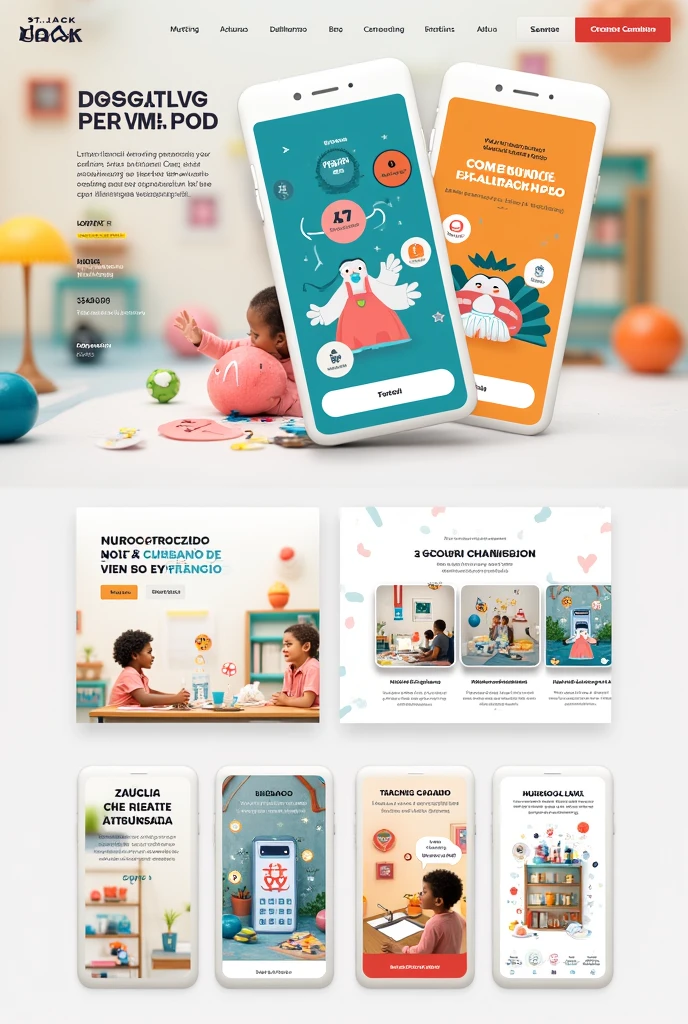 Interfaz de la Comunidad en la App and Sitio Web:
• Aim: Show how the section will look like "Creative Circle" dentro de la app and el sitio web.
• Elements to Include:
o Main Screen: A view of the community dashboard with featured sections, as "Virtual Workshops", "Creative Challenges", "Parents Forum" and "Exclusive Promotions".
o	Detalles de los Retos and Proandectos: Mockups de páginas específicas para retos mensuales o proandectos creativos.
o	Parents Forum: A screen showing how users can interact, make posts, and comentar en un espacio de discusión. It&#39;s from the St. Jack store, a children&#39;s clothing store. I want the application in Spanish.
