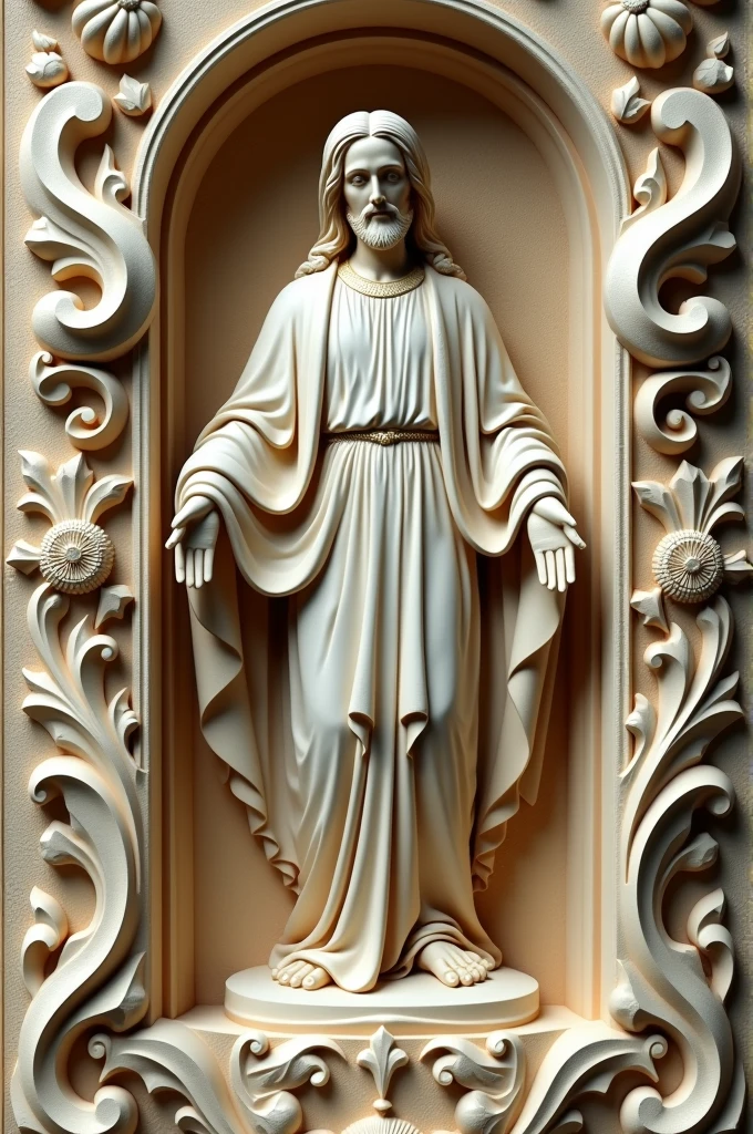 Lord of miracles of Buga Colombia in 3D and HD illusion in high relief ivory carved in wood