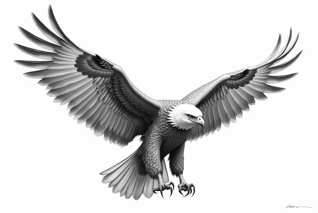 pencil drawing of an eagle on white paper
