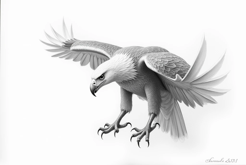 pencil drawing of an eagle on white paper