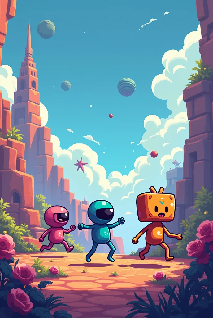 Pixel characters and their movements png