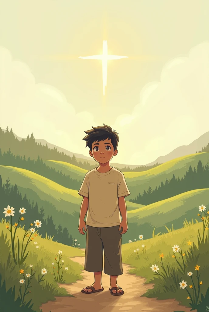 A boy who loves God and is looking for people who also have the same thoughts., a basic drawing